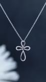 Round White Diamond Infinity Cross Pendant with 18 inch Gold Chain for Women (0.26 ctw, Color I-J, Clarity I2-I3) in 10K White Gold