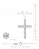 Round White Diamond Square Miligrain Edge Unisex Cross Pendant with 18 inch Gold Chain (1.60 ctw, Color I-J, Clarity I2-I3) in 10K White Gold