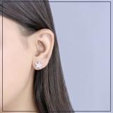 Round White Diamond Sea Star Stud Earrings for Women (0.50 ctw, Color I-J, Clarity I2-I3) in 10K White Gold in Screw Back