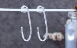 Round White Diamond J Shaped Hoop Earrings for Women (0.25 ctw, Color I-J, Clarity I2-I3) in 925 Sterling Silver in Screw Back