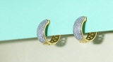 Round White Diamond Cluster Style Hinged Post Unisex Hoop Earrings (0.39 ctw, Color I-J, Clarity I1-I2) in 18K Yellow Gold