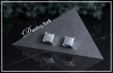 Round White Diamond Ice Cube Square V Prong Unisex Stud Earrings (0.17 ctw, Color I-J, Clarity I2-I3) in 925 Sterling Silver in Push Back