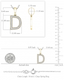 Round White Diamond Upper Case Initial D Letter Pendant with 18 inch Silver Chain for Women (0.15 ctw, Color I-J, Clarity I1-I2) in 14K Yellow Gold