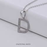Round White Diamond Upper Case Initial D Letter Pendant with 18 inch Silver Chain for Women (0.15 ctw, Color I-J, Clarity I2-I3) in 925 Sterling Silver