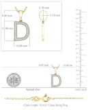 Round White Diamond Upper Case Initial D Letter Pendant with 18 inch Gold Chain for Women (0.15 ctw, Color I-J, Clarity I1-I2) in 18K Yellow Gold