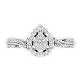 Round White Diamond Split Twisted Shank Pear Shaped Anniversary Ring for Women (0.27 ctw, Color I-J, Clarity I2-I3) in 10K White Gold