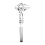 Round White Diamond Split Twisted Shank Pear Shaped Anniversary Ring for Women (0.27 ctw, Color I-J, Clarity I2-I3) in 10K White Gold