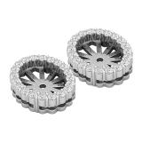 Round White Diamond Oval Shaped Removable Earring Jackets for Women in 10K White Gold (0.42 ctw, Color I-J, Clarity I2-I3)