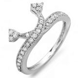 0.35 Carat (ctw) 14k White Gold Round Diamond Ladies Anniversary Wedding Band Enhancer Guard 1/3 CT