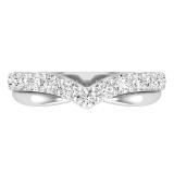 Round White Diamond Chevron Engagement Band for Women (0.72 ctw, Color I-J, Clarity I2-I3) in 925 Sterling Silver