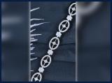 Round White Diamond Rectangular Grooved Flower Tennis Bracelet for Women (3.48 ctw, Color I-J, Clarity SI) in 925 Sterling Silver