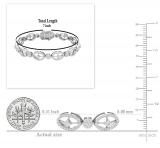 Round White Diamond Rectangular Grooved Flower Tennis Bracelet for Women (3.48 ctw, Color I-J, Clarity SI) in 925 Sterling Silver