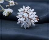 Pear & Marquise White Diamond Cluster Flower Style Right Hand Cocktail Ring for Her (2.35 ctw, Color I-J, Clarity SI) in 14K Rose Gold
