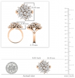 Pear & Marquise White Diamond Cluster Flower Style Right Hand Cocktail Ring for Her (2.35 ctw, Color I-J, Clarity SI) in 14K Rose Gold