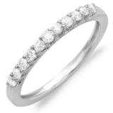 0.38 Carat (ctw) Dainty 14k White Gold Round Diamond Ladies Anniversary Wedding Band Stackable Ring