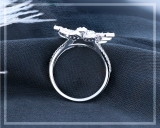 Baguette & Round White Diamond Articulating Floral Split Shank Cocktail Ring for Her (1.96 ctw, Color I-J, Clarity SI) in 14K White Gold