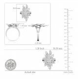 Baguette & Round White Diamond Articulating Floral Split Shank Cocktail Ring for Her (1.96 ctw, Color I-J, Clarity SI) in 14K White Gold