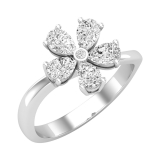 Pear & Round White Diamond Periwinkle Flower Stackable Ring for Women (0.77 ctw, Color I-J, Clarity SI) in 10K White Gold