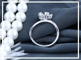 Pear & Round White Diamond Periwinkle Flower Stackable Ring for Women (0.77 ctw, Color I-J, Clarity SI) in 10K White Gold