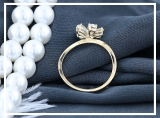 Pear & Round White Diamond Periwinkle Flower Stackable Ring for Women (0.77 ctw, Color I-J, Clarity SI) in 14K Yellow Gold