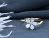 Pear & Round White Diamond Periwinkle Flower Stackable Ring for Women (0.77 ctw, Color I-J, Clarity SI) in 14K Yellow Gold