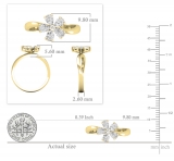 Pear & Round White Diamond Periwinkle Flower Stackable Ring for Women (0.77 ctw, Color I-J, Clarity SI) in 14K Yellow Gold