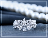 Pear, Marquise & Round White Diamond Flower Cluster Wedding Ring for Women (1.93 ctw, Color I-J, Clarity SI) in 10K White Gold