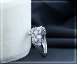 Pear, Marquise & Round White Diamond Flower Cluster Wedding Ring for Women (1.93 ctw, Color I-J, Clarity SI) in 10K White Gold