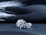 Pear, Marquise & Round White Diamond Flower Cluster Wedding Ring for Women (1.93 ctw, Color I-J, Clarity SI) in 10K White Gold