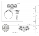 Pear, Marquise & Round White Diamond Flower Cluster Wedding Ring for Women (1.93 ctw, Color I-J, Clarity SI) in 10K White Gold