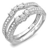 0.60 Carat (ctw) 10k White Gold Round Diamond Ladies Anniversary Wedding Band Enhancer Guard