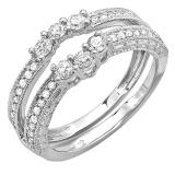 0.60 Carat (ctw) 14k White Gold Round Diamond Ladies Anniversary Wedding Band Enhancer Guard