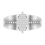 Round White Diamond Lozenge Shaped Cluster Engagement Ring for Women (0.25 ctw, Color I-J, Clarity I2-I3) in 925 Sterling Silver