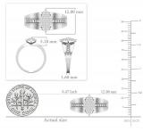 Round White Diamond Lozenge Shaped Cluster Engagement Ring for Women (0.25 ctw, Color I-J, Clarity I2-I3) in 925 Sterling Silver