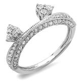 0.50 Carat (ctw) 10k White Gold Round Diamond Ladies Anniversary Wedding Band Enhancer Guard 1/2 CT
