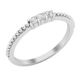Round White Diamond Three Stone Beaded Engagement Ring for Her (0.11 ctw, Color I-J, Clarity I2-I3) in 925 Sterling Silver