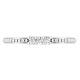 Round White Diamond Three Stone Beaded Engagement Ring for Her (0.11 ctw, Color I-J, Clarity I2-I3) in 925 Sterling Silver