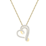 0.25 Carat (ctw) Round White Diamond Dual Heart Slider Pendant for Women with 18 inch Gold Chain in 18K Yellow Gold