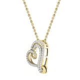 0.25 Carat (ctw) Round White Diamond Dual Heart Slider Pendant for Women with 18 inch Gold Chain in 18K Yellow Gold