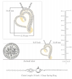 0.25 Carat (ctw) Round White Diamond Dual Heart Slider Pendant for Women with 18 inch Gold Chain in 18K Yellow Gold