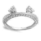 0.50 Carat (ctw) 14k White Gold Round Diamond Ladies Anniversary Wedding Band Enhancer Guard 1/2 CT