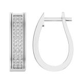 Round White Diamond Dual Row Filigree Grooved Hoop Earrings for Women (0.34 ctw, Color I-J, Clarity I2-I3) in 925 Sterling Silver