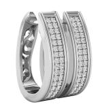 Round White Diamond Dual Row Filigree Grooved Hoop Earrings for Women (0.34 ctw, Color I-J, Clarity I2-I3) in 925 Sterling Silver