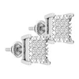 Princess White Diamond Channel Set Composite Stud Earrings for Women (0.72 ctw, Color I-J, Color I2-I3) in 925 Sterling Silver in Screw Back