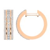 Round White Diamond Triple Row Criss Cross Grooved Hoop Earrings for Women (0.51 ctw, Color I-J, Clarity I1-I2) in 18K Rose Gold