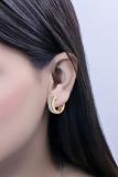 Round White Diamond Triple Row Criss Cross Grooved Hoop Earrings for Women (0.51 ctw, Color I-J, Clarity I1-I2) in 18K Rose Gold