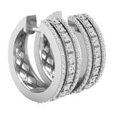 Round White Diamond Triple Row Criss Cross Grooved Hoop Earrings for Women (0.51 ctw, Color I-J, Clarity I2-I3) in 925 Sterling Silver