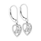 Round White Diamond Triquetra Heart Dangle Drop Lever Back Earrings for Women (0.27 ctw, Color I-J, Clarity I2-I3) in 10K White Gold