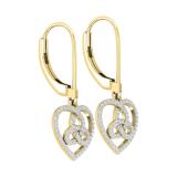 Round White Diamond Triquetra Heart Dangle Drop Lever Back Earrings for Women (0.27 ctw, Color I-J, Clarity I2-I3) in 10K Yellow Gold