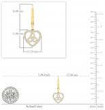 Round White Diamond Triquetra Heart Dangle Drop Lever Back Earrings for Women (0.27 ctw, Color I-J, Clarity I2-I3) in 10K Yellow Gold